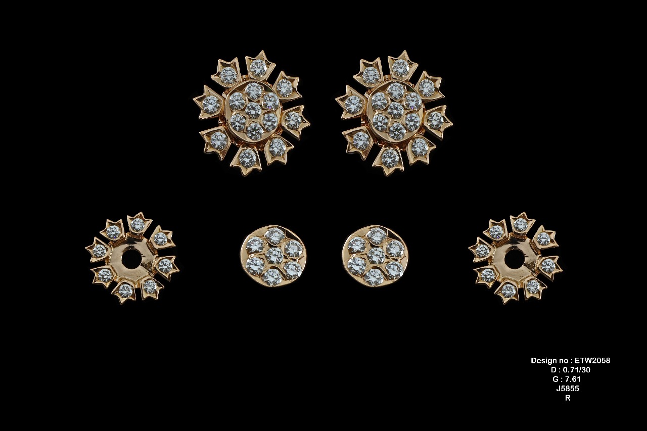 The Golden Diamond Earrings by PC Jeweller
